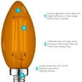 thumbnail image 4 of Luxrite E12 LED Filament Orange Light Bulb, 4.5W=40W, Colored Glass Candelabra Bulb, UL, E12, Decoration, Party 2 Pack, 4 of 7