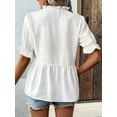 thumbnail image 3 of Women'S Summer Short Sleeve Babydoll Top Ruffle V Neck Dots Flowy Shirt Blouse White XL, 3 of 5