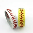 thumbnail image 3 of Genuine Leather Baseball Wristband Team Bracelet Red Line Softball Sport Jewelry, 3 of 9