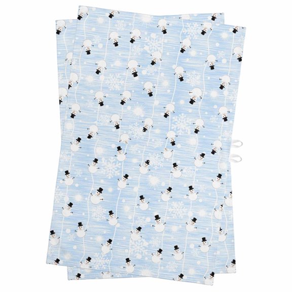 Light Blue Christmas Kitchen Towels Set of 2, Water Absorbent Dish Towel, Xmas Snowflake Snowman Decorative Hand Towels - Quick Drying Cloth for Cooking Baking, 18x28 Inch