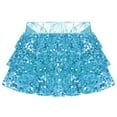 thumbnail image 4 of Xnihocha Kids Girls Sequins Tiered Ruffle Hip Hop Jazz Latin Ballroom Tap Ballet Dance Skirts Light Blue 12, 4 of 5