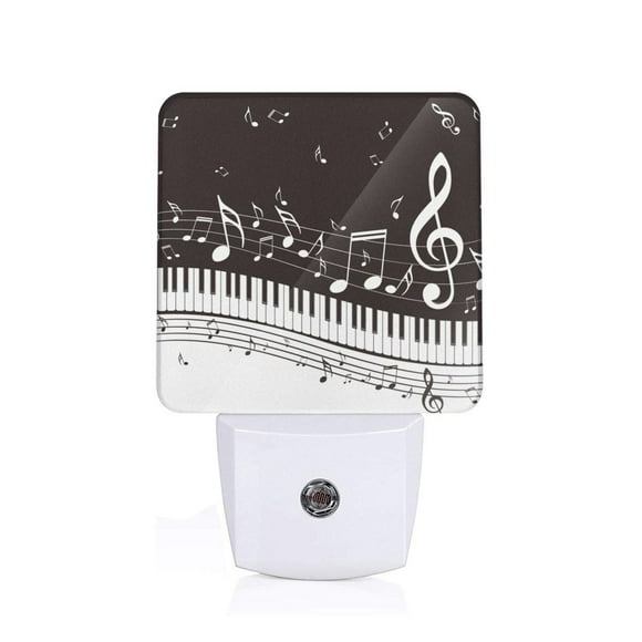 Balery Piano Keys With Musical Notes Luz Nocturna LED con Sensor Automático, Enchufe con Sensor Crepuscular, Luz Suave de 0.5W para Dormitorio, Pasillo, Baño-EU