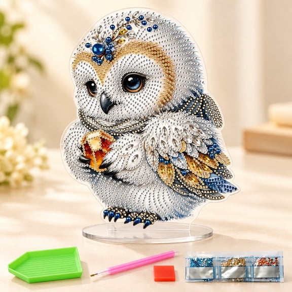 YALKIN Owl Diamond Painting Kit for Adults, DIY Tabletop Decor with Stand