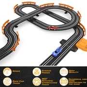 Growsly Electric Cars Race Track Set with 4 High-Speed Slot Cars Dual Racing Game Lap Counter Circular Overpass Track for 4-12 Years Old Kids