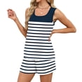thumbnail image 5 of BOMYJESK Summer Sets Casual Sleeveless Tank Top Bottom Matching Striped Print Lounge Sets Cute Plus Size Elastic Waisted Sweatsuit with Pockets White S, 5 of 8