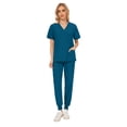 thumbnail image 1 of Ropa de trabajo informal de verano para mujer, doctora, clínica de belleza, enfermera, pantalones de manga corta, traje esmerilado, 1 of 6