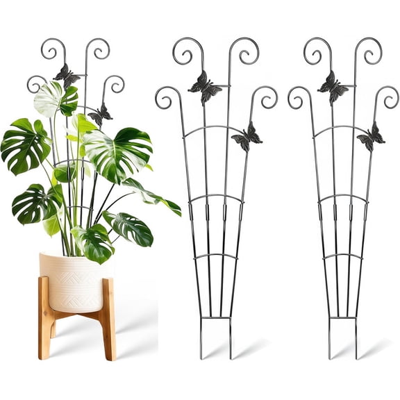2 Pack 30 Inch Taller Plant Trellis for Potted Climbing Plants Indoor,Expandable Metal Garden Trellis for Climbing Plants,Flowers Vine Ivy, Sturdy Houseplant Support for Potted Plants with Ties