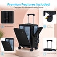 thumbnail image 2 of TABU Carry on Luggage with Detachable Side Bag, Zipperless PC Hard Shell Suitcase, Front Opening Suitcase, 360° Spinner Wheels, TSA Locks, USB Port, Black, 2 of 10