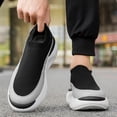 thumbnail image 6 of CORASUN Men's Breathable Flyknit Sneakers, Chunky Platform Slip-on Athletic Shoes for Walking, Daily Commute & Outdoor Exercise, Black and Grey, 6 of 9