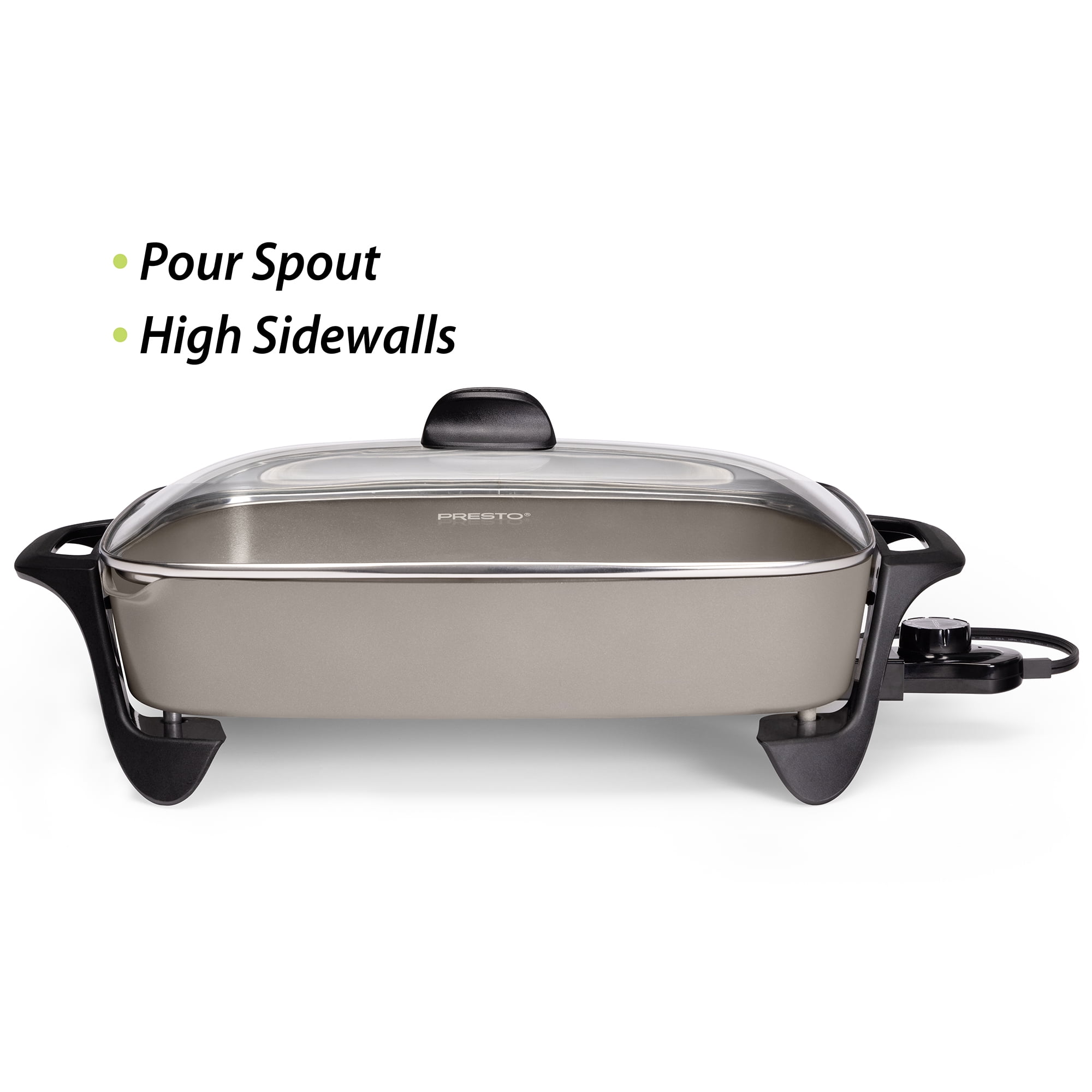 Presto 16" Ceramic Electric Skillet with Glass Cover,  Silver 06860