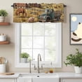 thumbnail image 2 of Vintage Green Struck Valance Curtain for Windows Farm Pig Cow Animal Bird Barn Farmhouse Rod Pocket Curtain Valances Short Window Treatments Panels for Kitchen Bathroom Laundry Basement 60 x 18 Inch, 2 of 9