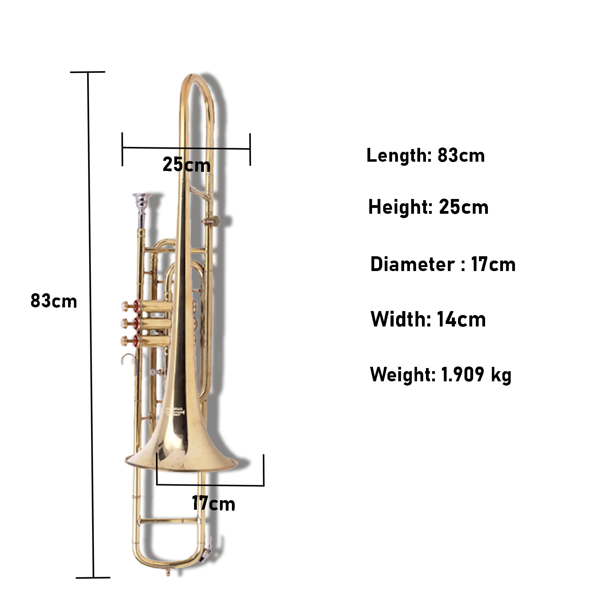 Trombone Bb Pitch Brass-With Hard Case And Mouthpiece Beginner Solid Songs