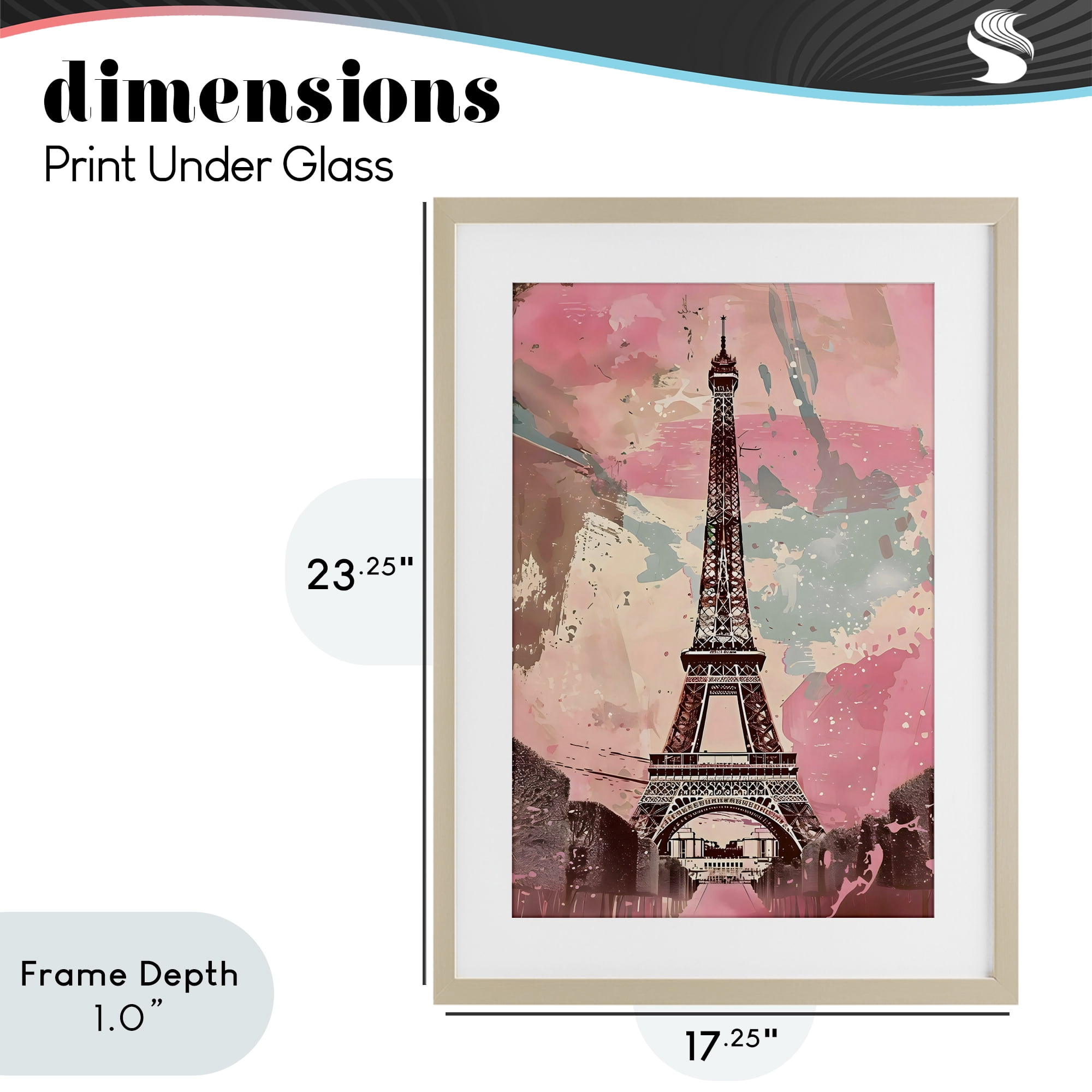 Stupell Industries Parisian Tower Pink & Blue Birch Framed Print Under Glass, design by Creative Studio