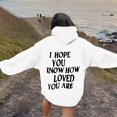 thumbnail image 5 of Womens Blouses Winter Loose Fit Hooded Long Sleeve Mitten-Cuff One Shoulder Drawstring Graphic Casual Polyester Sweatshirts Hoodies(White,M), 5 of 7