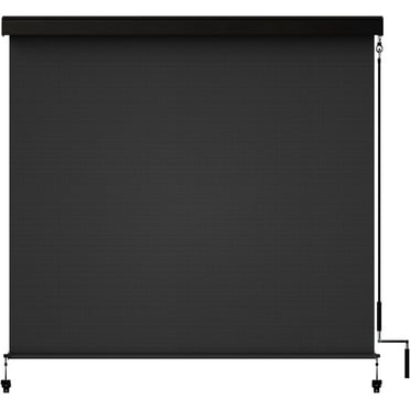 RoyalCraft Outdoor Roller Shades for Patio with Valance, Outdoor Blinds with 95% UV Blockout, Cordless Exterior Roller Shades with Crank Handle for Balcony Patio Porch, (10' W X 8' H), Black
