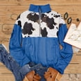 thumbnail image 5 of Women's Sweatshirt Cow Pocket Long Sleeve Zipper Collar Pullover Sweatshirt Tops, 5 of 6