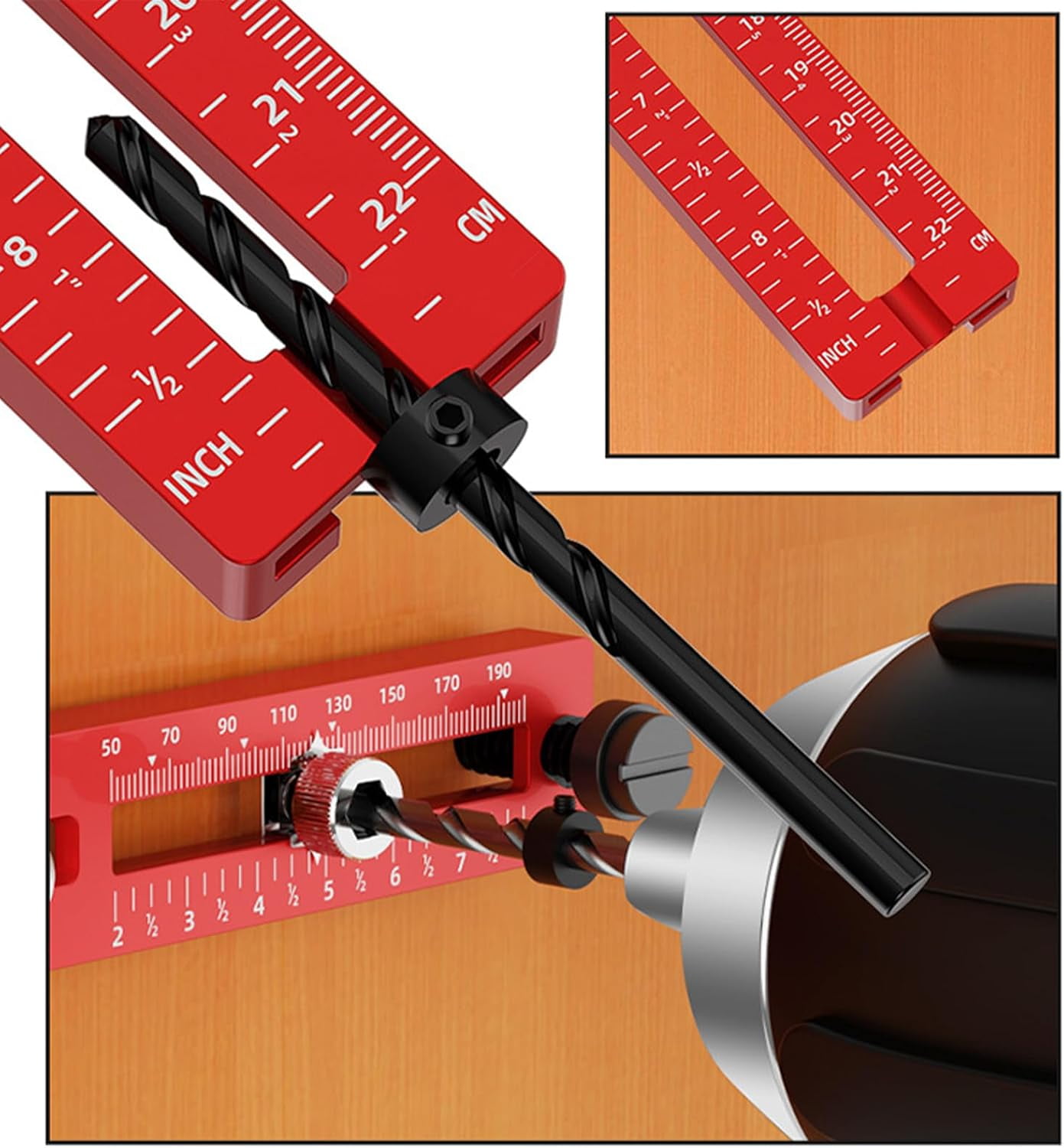 Cabinet Hardware Jig, Adjustable Drill Guide Template for Knobs and Handles, Marking Gauge Tools for Woodworking Fits 2.5" to 7.8" Spacing