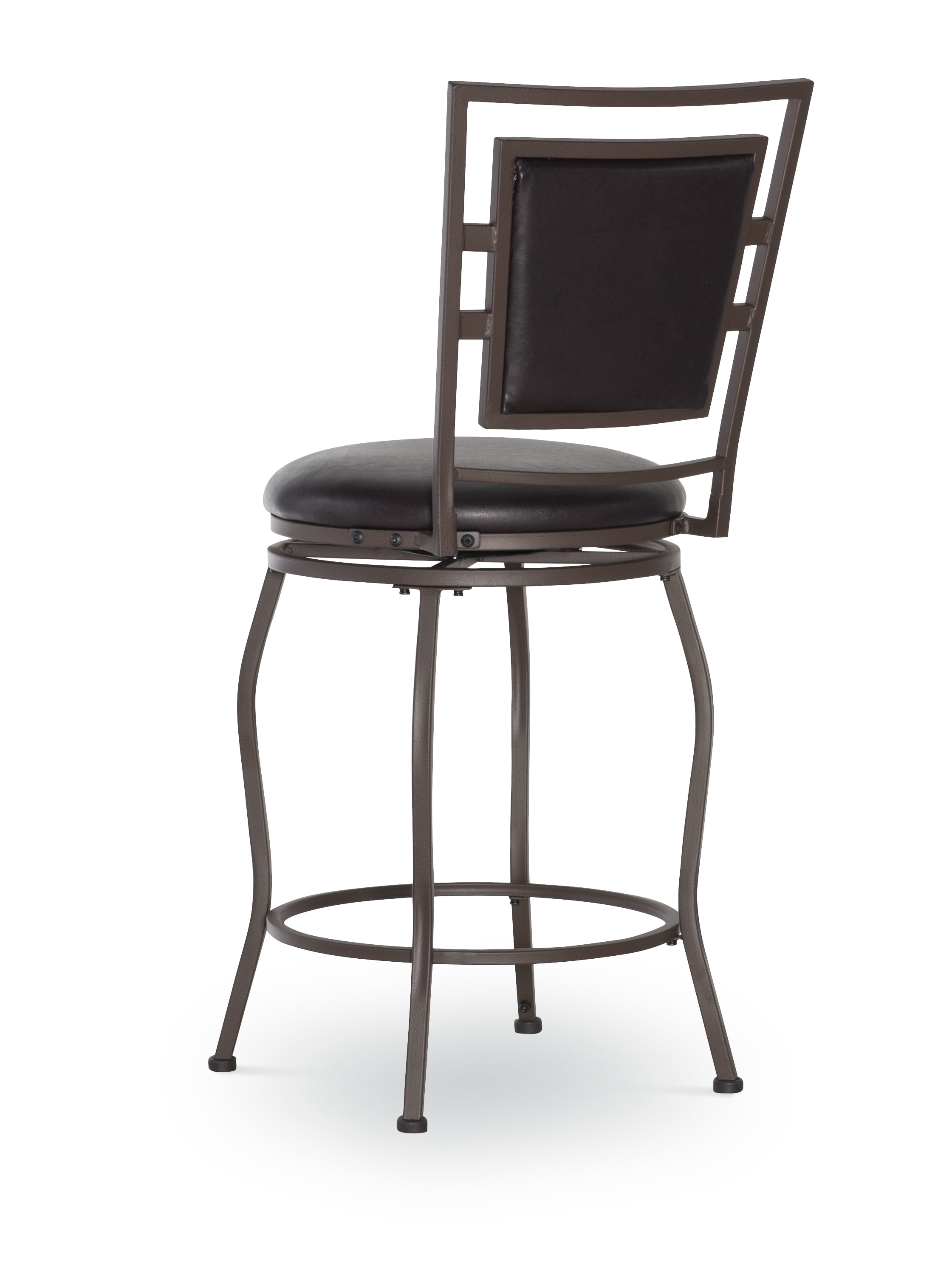 Linon Nora 24-30" Indoor Adjustable Metal Swivel Bar Stool, Set of 3, Brown/Brown Faux Leather