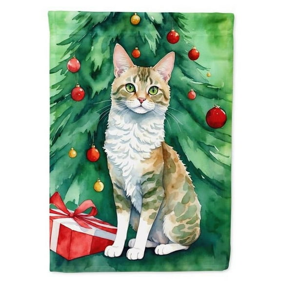 Carolines Treasures DAC7239GF 15.5 x 11.25 in. Oregon Rex Cat by the Christmas Tree Garden Flag