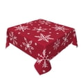 thumbnail image 2 of YFYANG Square Polyester Table Cloth, 54" x 54" Reusable Table Cover Kitchen Dining Room Red Winter Snowflake Pattern Decorative Tablecloths for Tables of 2-4 People, 2 of 8