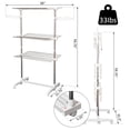 thumbnail image 4 of Foldable 3 Tier Clothes Drying Rack Rolling Collapsible Laundry Dryer Heavy-Duty Towel Holder Indoor Outdoor Stainless Steel Rods, 4 of 7