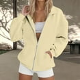 thumbnail image 2 of ManxiVoo Women's Oversized Lapel Zip Front Hoodie Raglan Sleeve Loose Casual Pullover Sweatshirt L Size Beige, 2 of 7