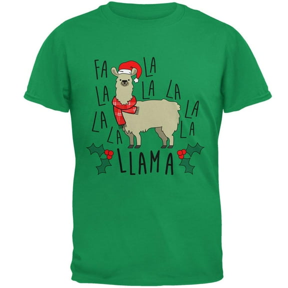 Christmas Fa La Llama Mens T Shirt Irish Green LG
