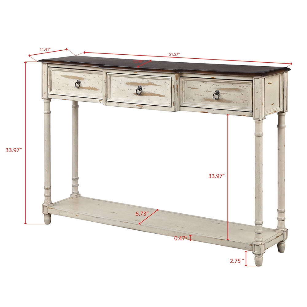 Lowestbest Exquisite Design Console Table, Luxurious Sofa Side Table with Drawers and Projecting Drawers, Beige Lowestbest Exquisite Design Console Table, Luxurious Sofa Side Table with Drawers and Projecting Drawers, Beige