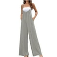 thumbnail image 2 of jsaierl Womens Rompers and Jumpers, Women's Casual Sleeveless Loose Straps Solid High Waist Wide Leg Jumpsuit Rompers With Pocket, 2 of 7