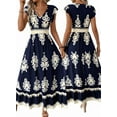 thumbnail image 2 of Summer Dresses for Women 2025 Casual Ruffle Sleeves Dress Sundresses Boho Beach Dresses Navy Blue S, 2 of 6