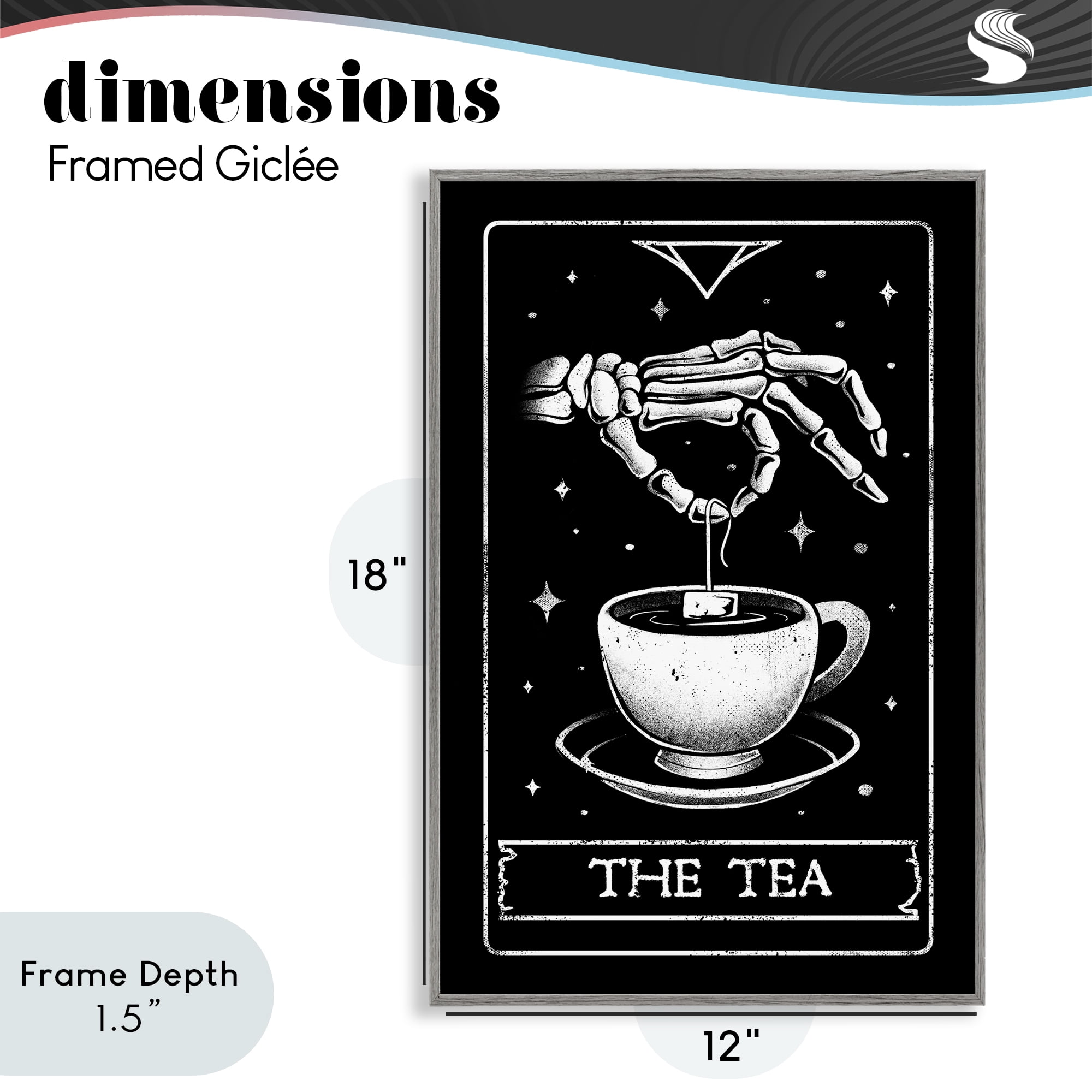 Stupell Industries The Tea Skeleton Tarot Gray Framed Giclee Art, design by EduEly Designs