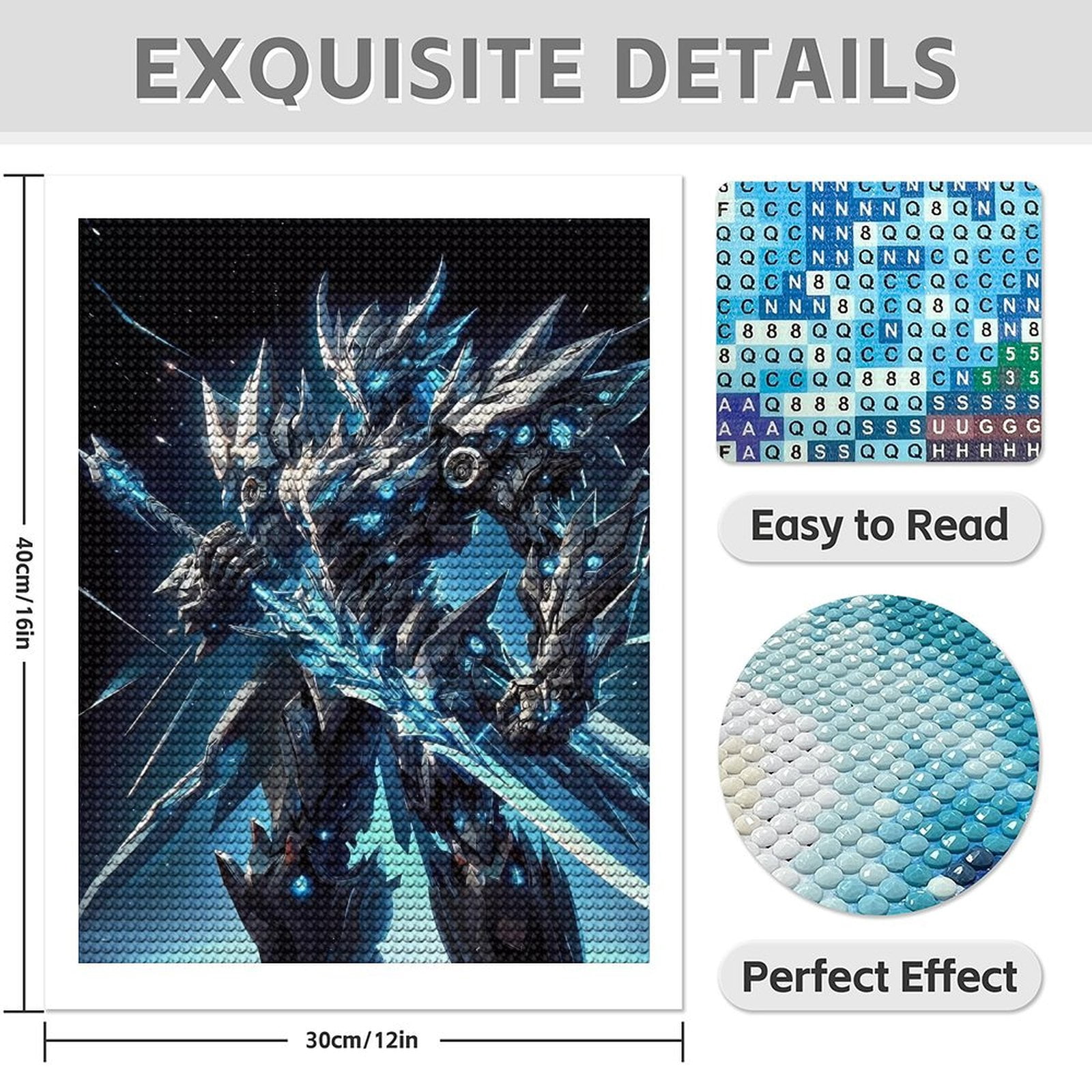 Diamond Art Kits for Adults - 5d Futuristic Robotic Warrior Sword Battle Diamond Painting for Adults, Diamond Art for Adults Beginners, Frameless Diamond Painting Kits for Adults for Home Wall Decor