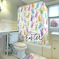 thumbnail image 7 of 4 Pcs Easter Bunny Shower Curtain Sets 71 x 71 Inches Non Slip Rugs Toilet Lid Cover Bath Mat and 12 Hooks Easter Bathroom Shower Curtain for Bathroom Spring Decorations Farmhouse Home Decor, 7 of 7