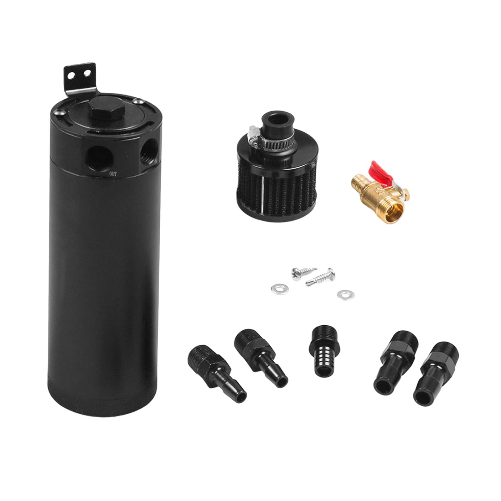 TK57 YLHAPPY Universal 1L Aluminum Oil Catch Can Reservoir Tank with Drain Plug Breather Oil Tank Fuel Tank Color : Black 