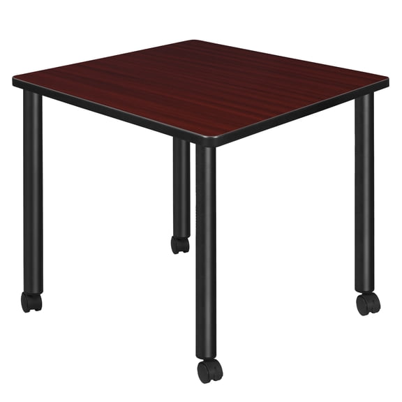 Romig Trek Small 30 in. Square Breakroom Table- Mahogany Top, Black Mobile Legs