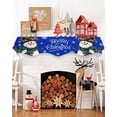 thumbnail image 3 of Blue Snowman Christmas Fireplace Mantel Scarf Table Runner, Xmas Snowflake Funny Winter Garland Mantel Top Tablerunners Dresser Scarves Cover Decorations for Windows Party Living Room 60''x17'', 3 of 6