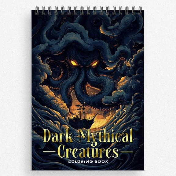 NETHOUSE Dark Mythical Creatures Coloring Book For Adults Relaxation & Stress Relief, 30 Coloring Pages of Dark Mythical Creatures, Haunting Legends, Shadowy Forests, and Mysterious Fantasy Beasts