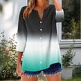 thumbnail image 2 of Jsaierl Tops for Women 3/4 Sleeve Cotton Linen Casual Button Up V Neck Shirts Cute Print Ladies Blouses Classic T-shirts Top S-2XL, 2 of 6