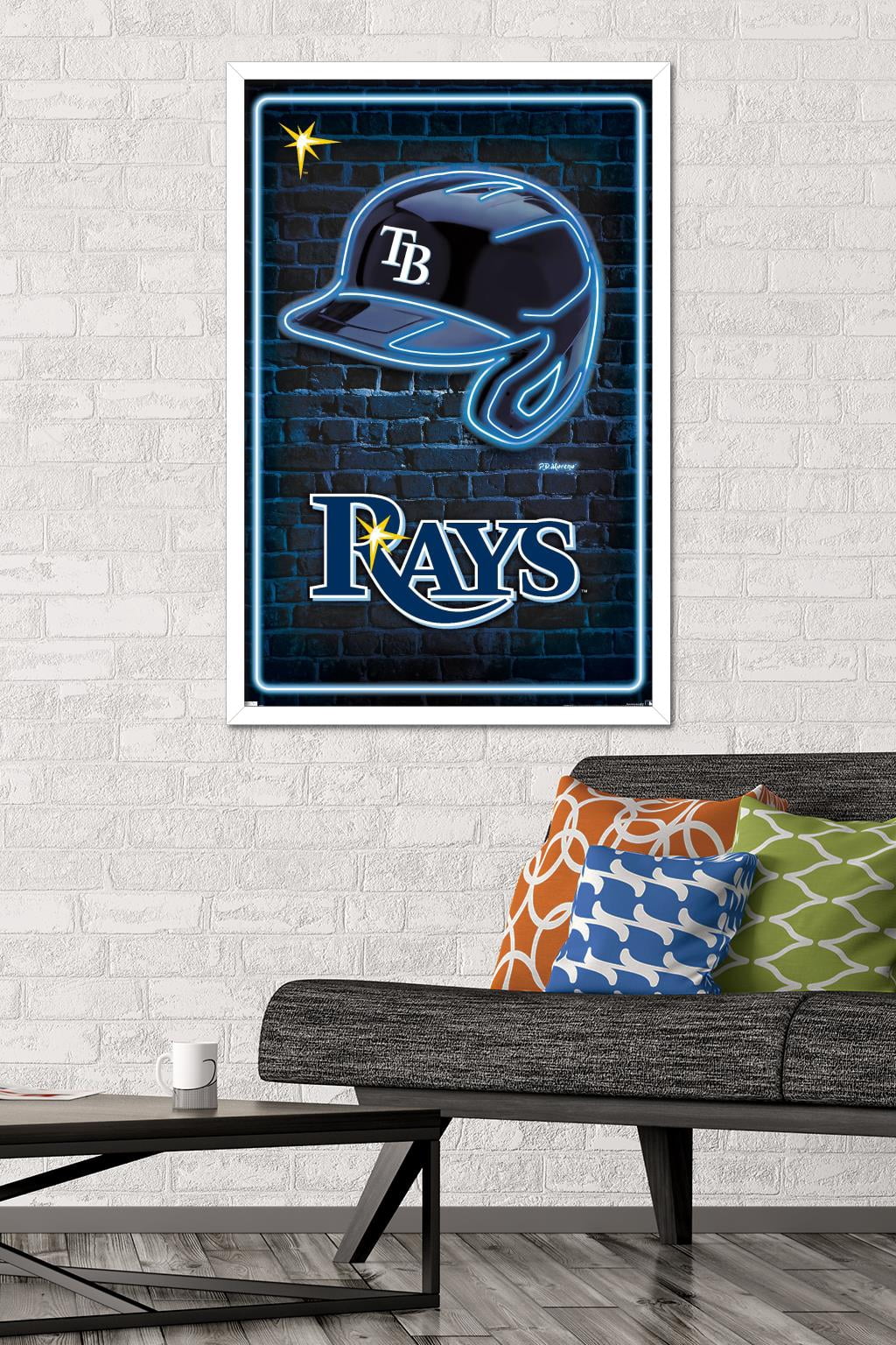 MLB Tampa Bay Rays - Neon Helmet 23 Wall Poster, 22.375" x 34" Framed