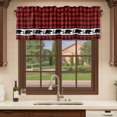 thumbnail image 6 of Red Black Plaid Curtain Valances for Windows, Kitchen Valance Window Treatments Panel 2 Pack, Country Vintage Bear Buffalo Gingham Rod Pocket Short Curtains for Bathroom Bedroom 54 x 18 Inch, 6 of 8