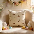 thumbnail image 1 of Deeceymbur 18x18 Inch Easter Pillowcase Embroidered Rabbits Design Soft Polyester Decorative Cover for Sofa Living Room Holiday Decor, 1 of 6
