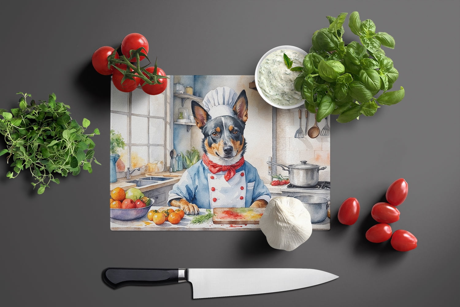 Australian Cattle Dog The Chef Glass Cutting Board 12 in x 15 in
