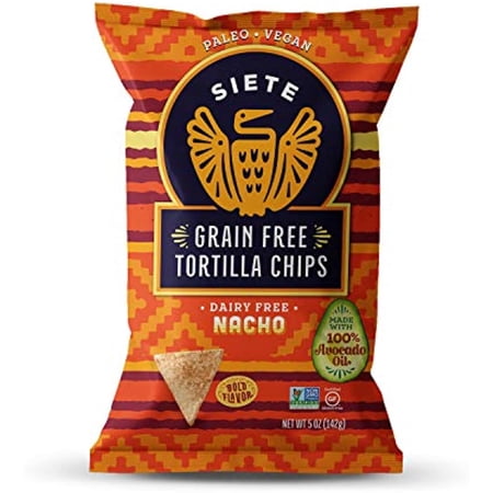Siete Grain Free Tortilla Chips | Gluten Free Chips | Paleo & Vegan Snacks | Non Gmo | Nacho, 5 Ounce (Pack Of 6)