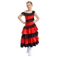 thumbnail image 2 of Hansber Kids Girls Flamenco Dress Bull Dance Maxi Dress Spanish Dance Performance Costume Red 10, 2 of 7