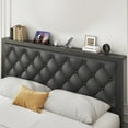 thumbnail image 3 of Fluest Bed Frame with Leather Upholstered Headboard, Lockable Storage, Queen Size, Black, 3 of 8