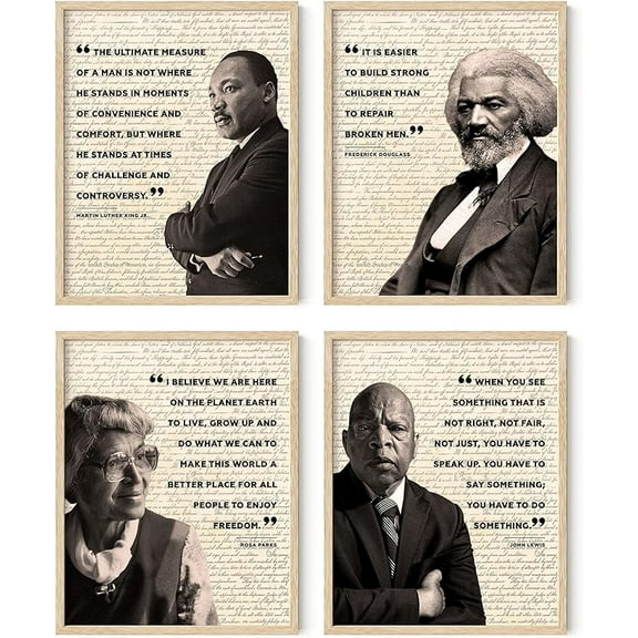 HAUS AND HUES African American Art Black History Posters for Classroom Black History Month Decorations & African American Posters for Classroom African American Wall Art (Beige Framed) (11x14)
