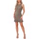 thumbnail image 1 of Vestido Mini Sin Mangas de Punto Acanalado para Mujer Inspire Chic, Cuerpo Ajustado con Volantes, Talla XL, Marrón Claro, 1 of 6