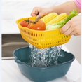 thumbnail image 4 of 2PCS Colander Plastic Set,Kitchen Colander Strainer Set,Double Layered Drain Basin and Basket,Bowl Stackable Set,Plastic Washing Bowl,Soak,Wash and Drain Vegetables and Fruit Colanders(BLUE), 4 of 5