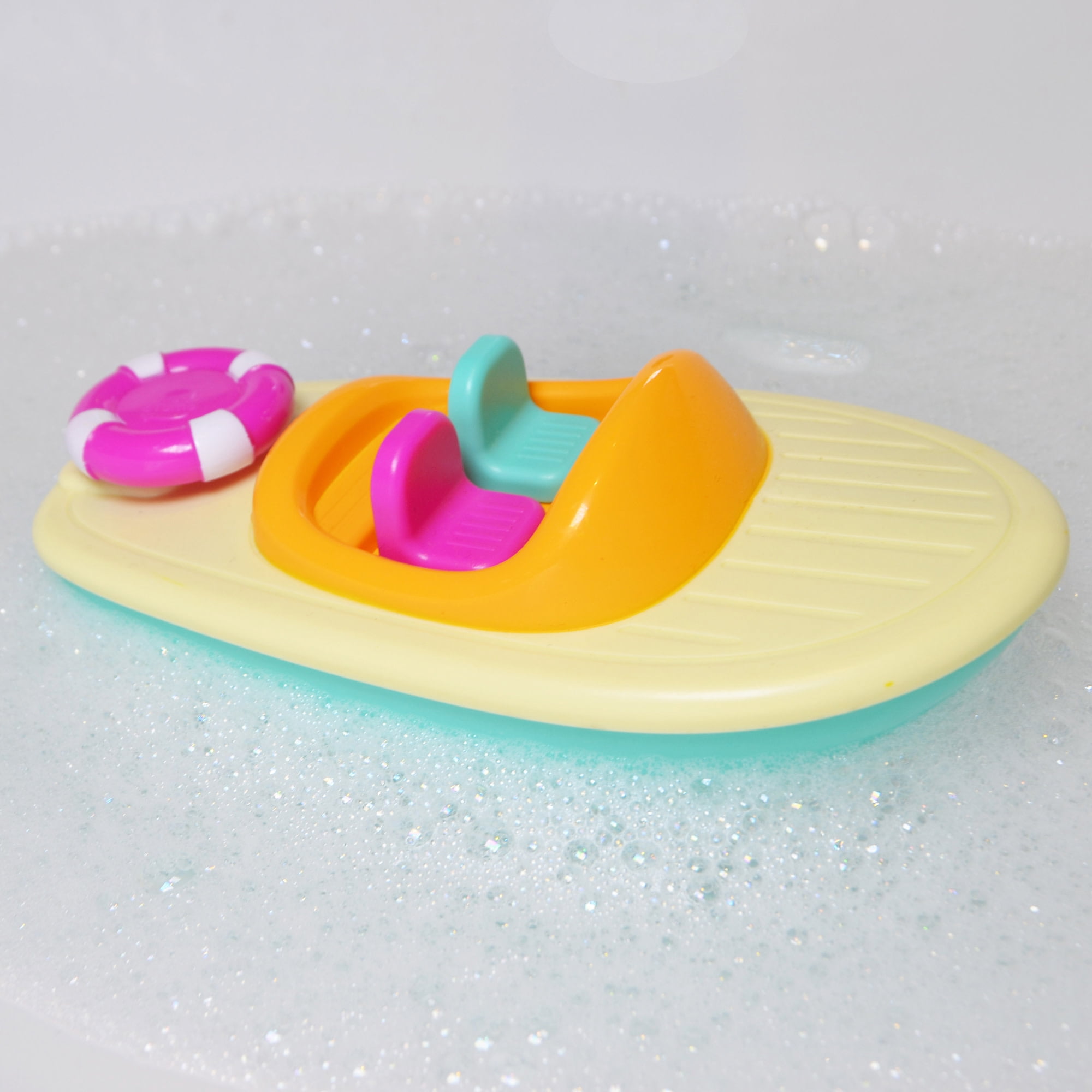 Buddy & Barney: Bath Time Race Boat - Wind-Up & Go Toy, Yellow-Pink-Green Floating Speed Boat, Sensory Exploration, Water & Tub Play, Kids Toddlers 1+
