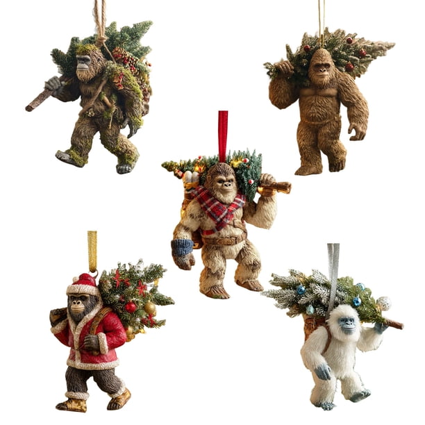 1/5 piezas de decoración acrílica Sasquatch para colgar en casa, oficina o árbol de Navidad. Adorno plano en 2D de hombre salvaje. Colección Wildlife Wonders Lovers.